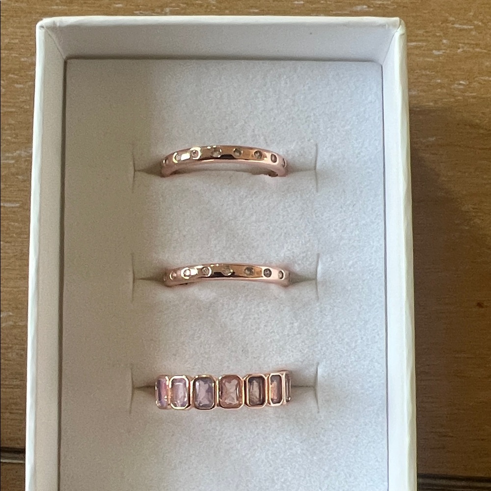 Stackable Rings Lab Created Pink Moonstone & Diam… - image 7